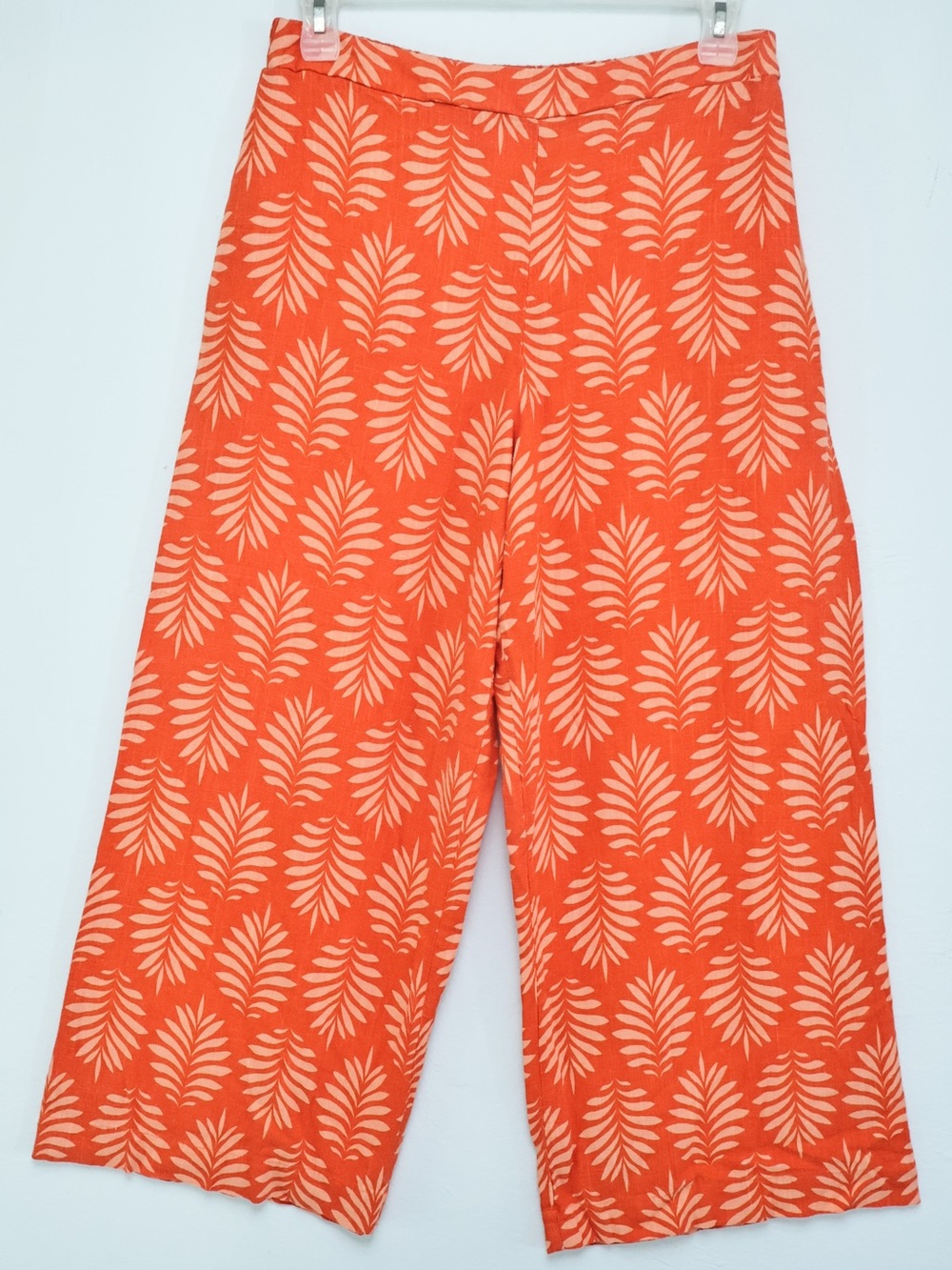 APRICOT Orange Leaf-Print Wide Leg Pants